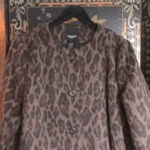 Vintage Olsen long button down Coat Sz M Brown 100% Wool Acetate Satin Linning